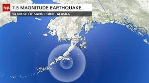 Earthquake Strikes South of Sand Point, Alaska